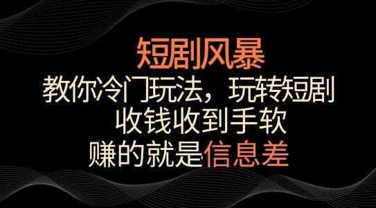 短剧风暴，教你冷门玩法，玩转短剧，收钱收到手软【揭秘】-知库