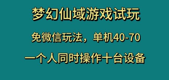 梦幻仙域游戏试玩，免微信玩法，单机40-70，一个人同时操作十台设备【揭秘】-知库