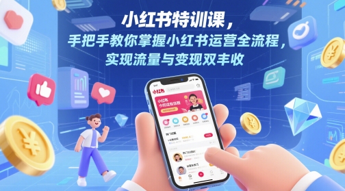 小红书特训课，手把手教你掌握小红书运营全流程，实现流量与变现双丰收-知库