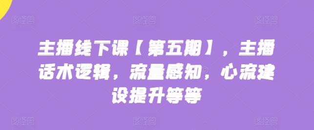 主播线下课【第五期】，主播话术逻辑，流量感知，心流建设提升等等-知库