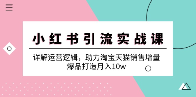 小红书引流实战课：详解运营逻辑，助力淘宝天猫销售增量，爆品打造月入10w-知库