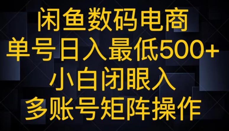 闲鱼数码电商，单号日入最低500+，小白闭眼入，多账号矩阵操作-知库