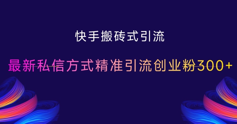 快手搬砖式引流，最新私信方式精准引流创业粉300+-知库