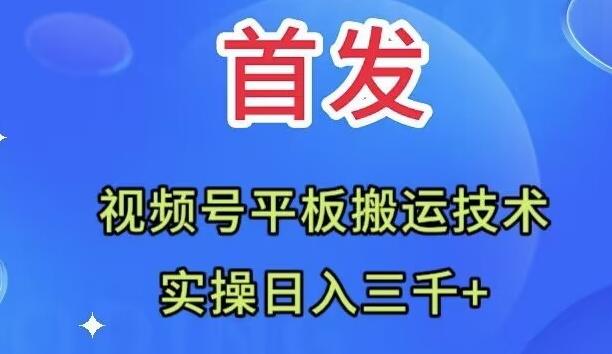 全网首发：视频号平板搬运技术，实操日入三千＋-知库