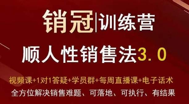 爆款！销冠训练营3.0之顺人性销售法，全方位解决销售难题、可落地、可执行、有结果-知库