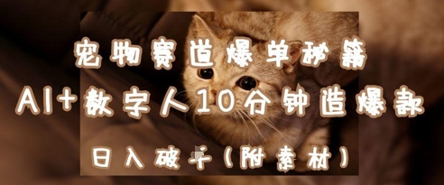 宠物赛道爆单秘籍：AI+数字人10分钟造爆款，日入1k-知库