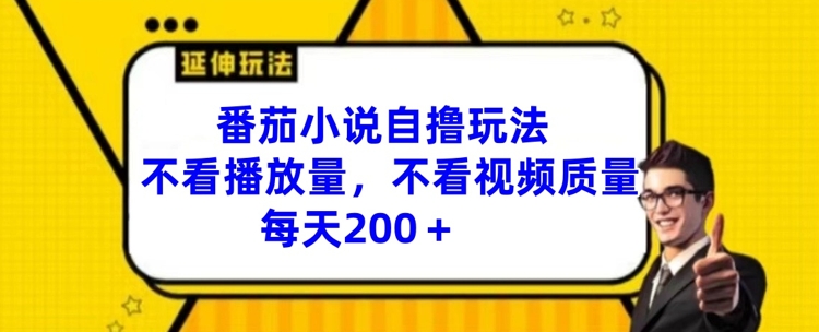 番茄小说自撸玩法，不看播放量，不看视频质量，每天200+【揭秘】-知库