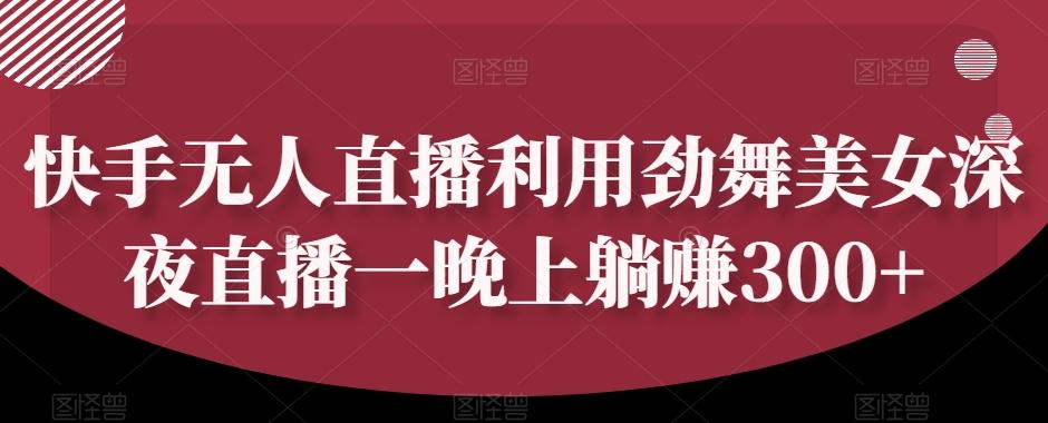 快手无人直播利用劲舞美女深夜直播一晚上躺赚300+-知库