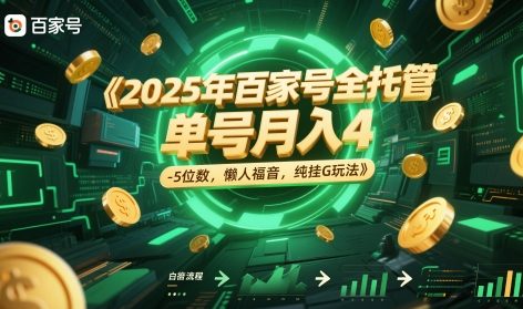 2025年百家号全托管，单号月入4-5位数，懒人福音，纯挂G玩法【揭秘】-知库