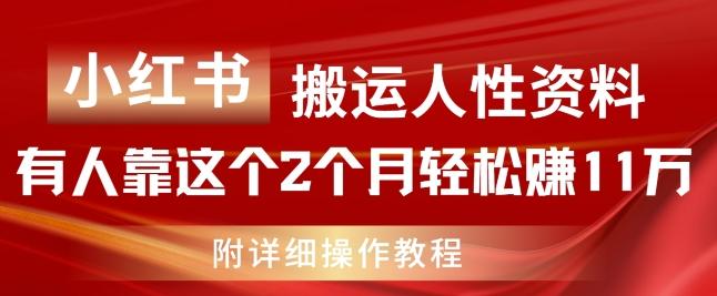 小红书搬运人性资料，有人靠这个2个月轻松赚11w，附教程【揭秘】-知库