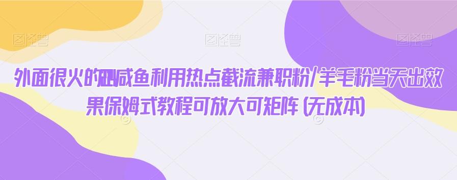 外面很火的2024咸鱼利用热点截流兼职粉/羊毛粉当天出效果保姆式教程可放大可矩阵(无成本)-知库