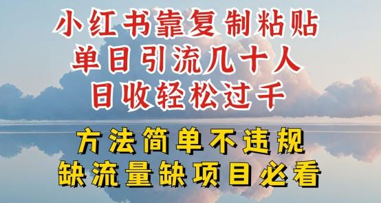 小红书靠复制粘贴单日引流几十人目收轻松过千，方法简单不违规【揭秘】-知库