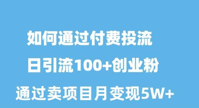 如何通过付费投流日引流100+创业粉月变现5W+-知库