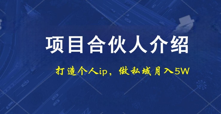 项目合伙人项目，打造个人IP，做私域月入5W，小白勿扰-知库