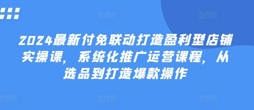 2024最新付免联动打造盈利型店铺实操课，​系统化推广运营课程，从选品到打造爆款操作-知库