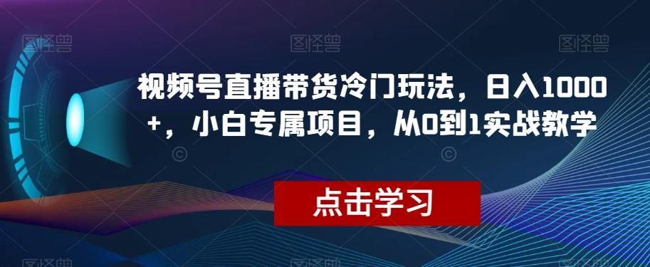 视频号直播带货冷门玩法，日入1000+，小白专属项目，从0到1实战教学【揭秘】-知库