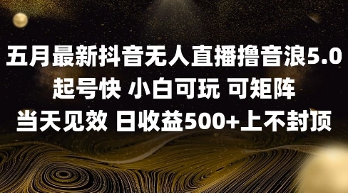2025五月最新无人直播撸音浪单日产出5张+实操教程【揭秘】-知库