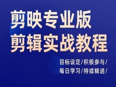 剪映专业版剪辑实战教程，目标设定/积极参与/每日学习/持续精进-知库