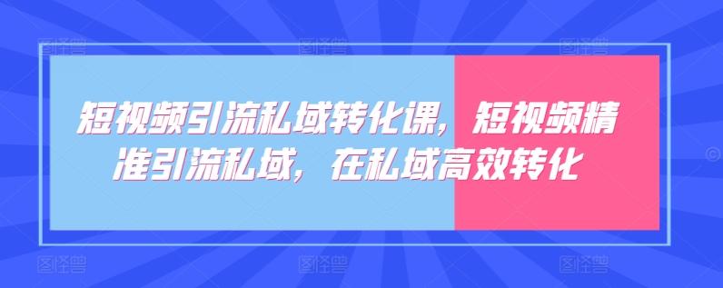 短视频引流私域转化课，短视频精准引流私域，在私域高效转化-知库