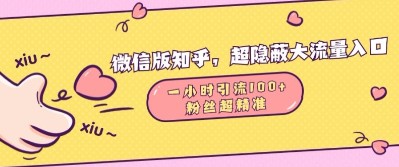 微信版知乎，超隐蔽流量入口1小时引流100人，粉丝质量超高【揭秘】-知库