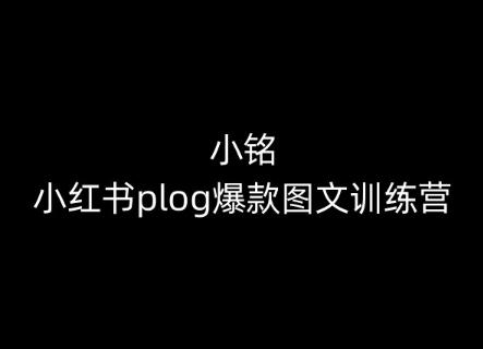 小铭-小红书plog爆款图文训练营，教你从0-1做小红书-知库