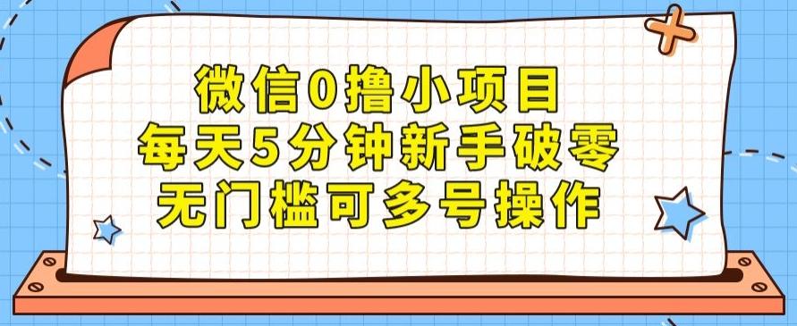 微信0撸小项目，每天5分钟新手破零，无门槛可多号操作-知库