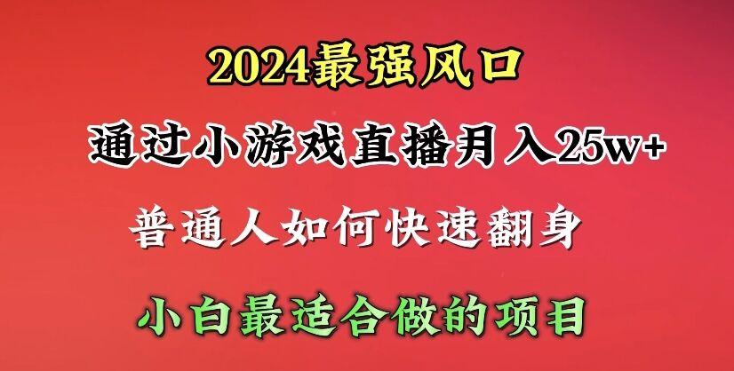 (10020期)2024年最强风口，通过小游戏直播月入25w+单日收益5000+小白最适合做的项目-知库