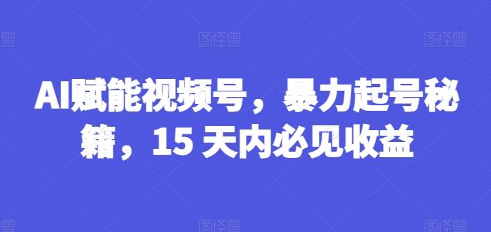 AI赋能视频号，暴力起号秘籍，15 天内必见收益【揭秘】-知库