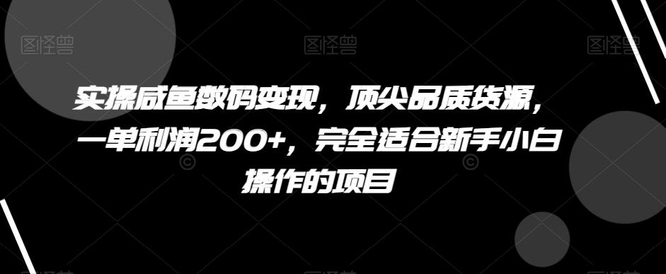 实操咸鱼数码变现，顶尖品质货源，一单利润200+，完全适合新手小白操作的项目【揭秘】-知库