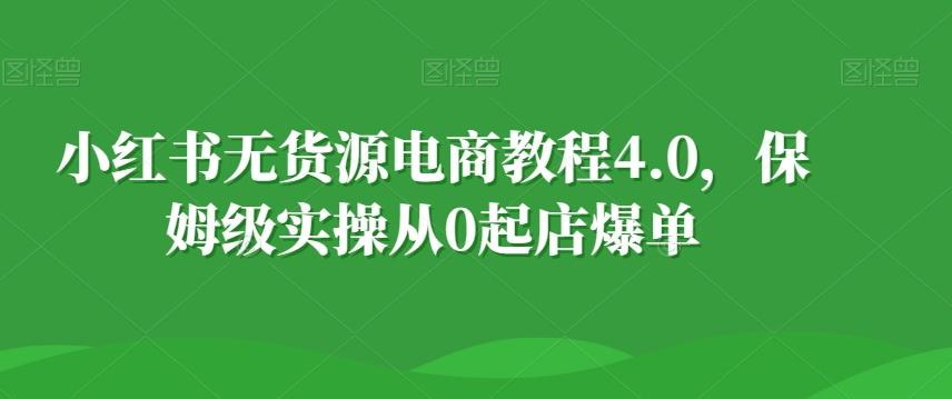 小红书无货源电商教程4.0，保姆级实操从0起店爆单【拆解】-知库