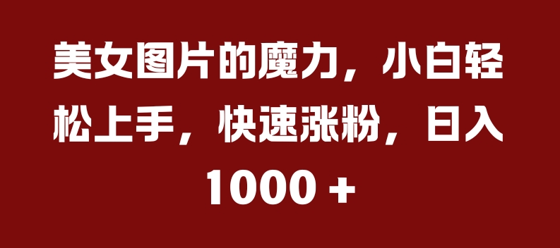 美女图片的魔力，小白轻松上手，快速涨粉，日入几张【揭秘】-知库