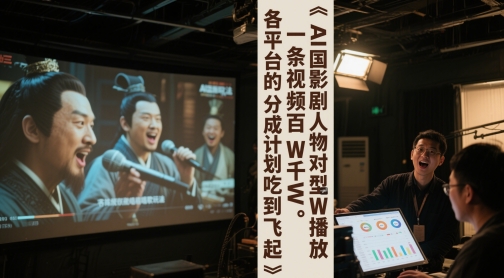 AI三国影视剧人物对口型唱歌玩法，一条视频百W千W播放，各平台的分成计划吃到飞起-知库
