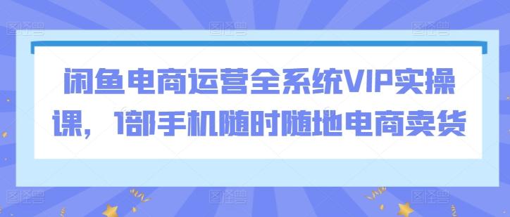 闲鱼电商运营全系统VIP实操课，1部手机随时随地电商卖货-知库