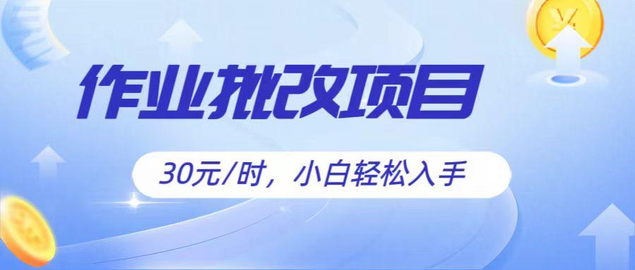 作业批改项目30元/时，简单小白轻松入手，非常适合兼职-知库