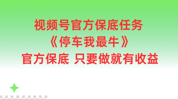 视频号官方保底任务，停车我最牛，官方保底只要做就有收益【揭秘】-知库