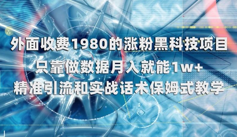 外面收费1980的涨粉黑科技项目，只靠做数据月入就能1w+【揭秘】-知库