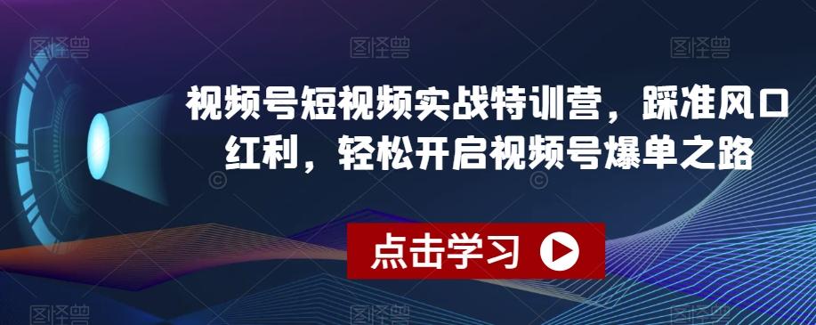 视频号短视频实战特训营，踩准风口红利，轻松开启视频号爆单之路-知库