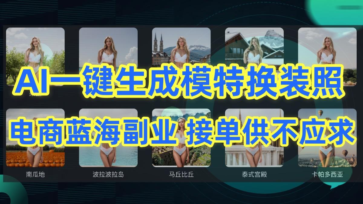 AI制作一键生成模特换装照，电商蓝海副业，接单供不应求-知库