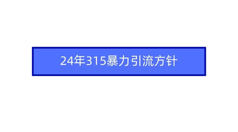 (9398期)2024年315暴力引流方针-知库