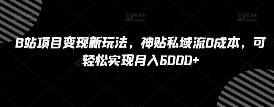 B站项目变现新玩法，神贴私域流0成本，可轻松实现月入6000+【揭秘】-知库