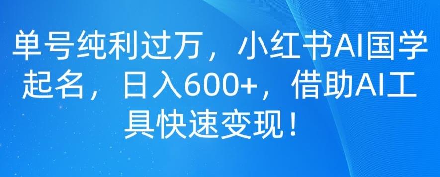 单号纯利过万，小红书AI国学起名，日入600+，借助AI工具快速变现-知库