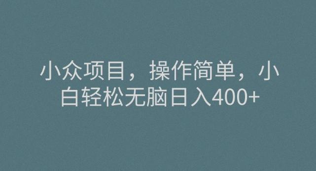 小众项目，操作简单，小白轻松无脑日入400+-知库