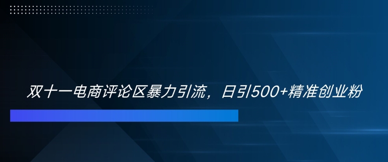 双十一电商评论区暴力引流，日引500+精准创业粉【揭秘】-知库