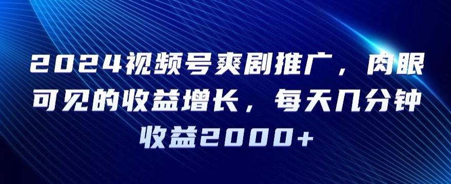 2024视频号爽剧推广，肉眼可见的收益增长，每天几分钟收益2000+【揭秘】-知库