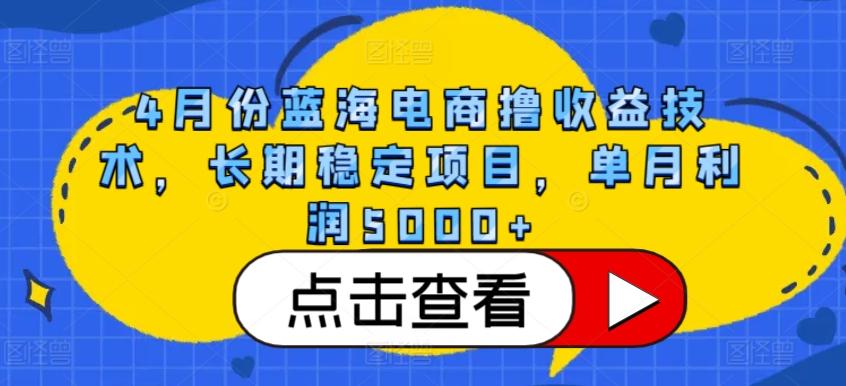 4月份蓝海电商撸收益技术，长期稳定项目，单月利润5000+【揭秘】-知库