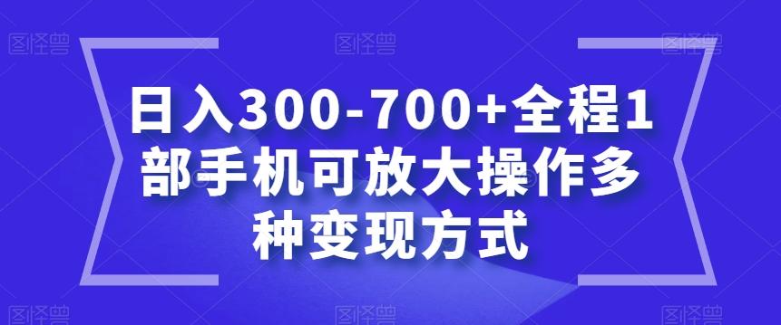 日入300-700+全程1部手机可放大操作多种变现方式【揭秘】-知库