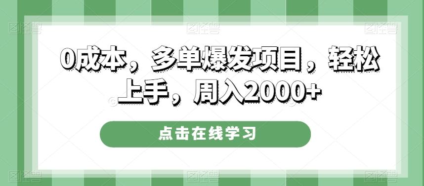 0成本，多单爆发项目，轻松上手，周入2000+-知库