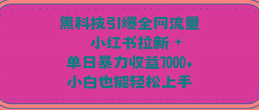 (9679期)黑科技引爆全网流量小红书拉新，单日暴力收益7000+，小白也能轻松上手-知库