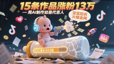 用AI制作幼崽代言人，宝宝的控诉火爆全网，15条作品涨粉13W，单号月入5位数实操教程-知库