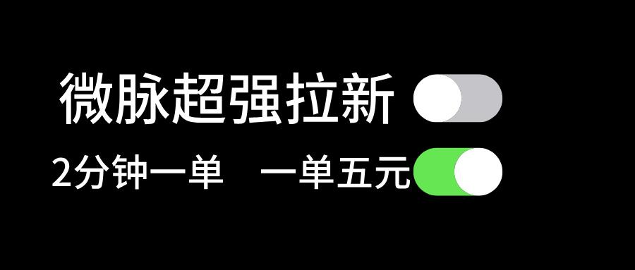 微脉超强拉新， 两分钟1单， 一单利润5块，适合小白-知库